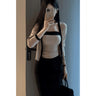 Pure And Alluring Contrasting Color Off-Shoulder Camisole With Cardigan Inner Set