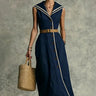 Fashionable Casual Stand-up Collar Trendy Style Buttoned Dress