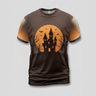 Shadow Paper Cut Haunted Castle Silhouette Aop Tshirt