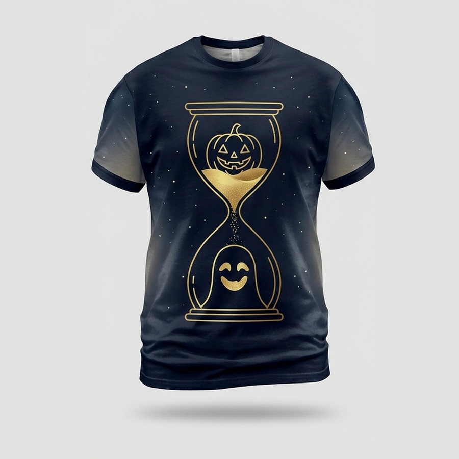 Uncanny Pumpkin Hourglass Glowing Sand Aop Tshirt