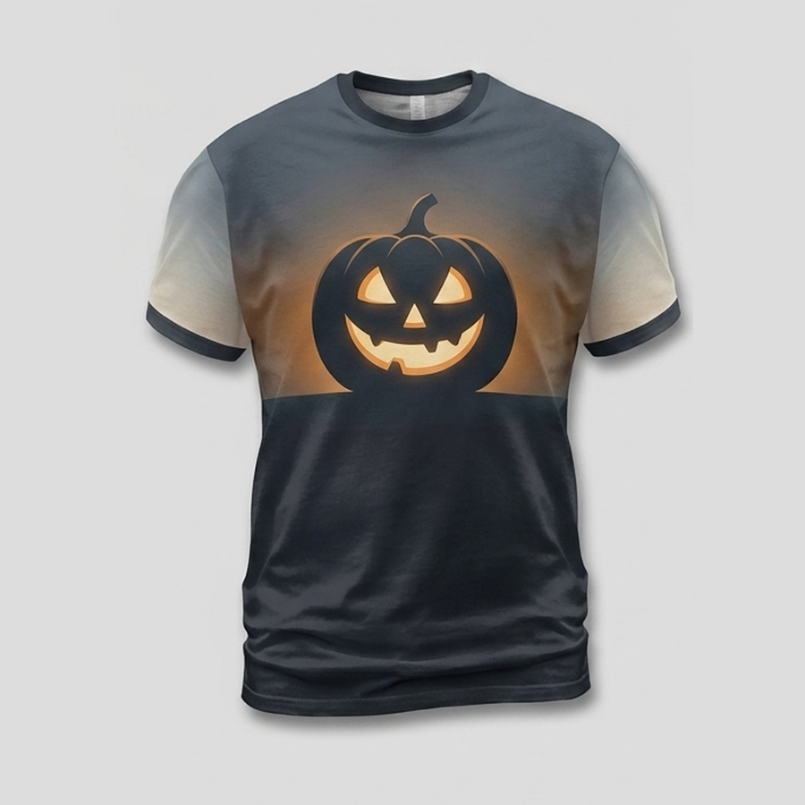 Uncanny Grinning Mouth Surreal Pumpkin Aop Tshirt