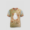 Fine Line Art Ghost Autumn Botanical Aop Tshirt